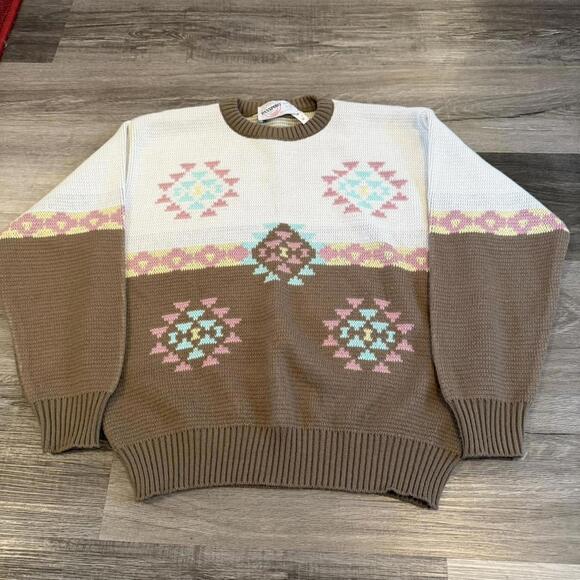 vintage passport international pastel pattern sweater S/M - Picture 2 of 6